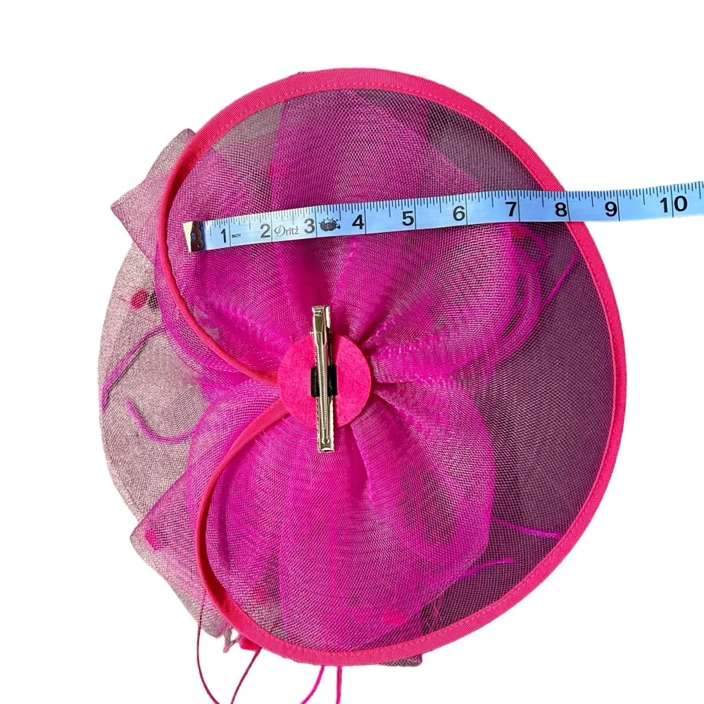 KENTUCKY DERBY hot pink fascinator clip on hat decoration church dress up hat - Picture 5 of 6